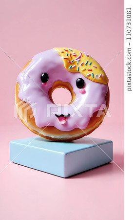 Kawaii cartoon donut with frosting drawing artwork 110731081