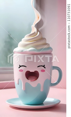 Kawaii cup of coffee drawing cartoon artwork 110731091
