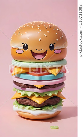 Kawaii tasty burger drawing cartoon artwork Kawaii tasty burger drawing cartoon artwork 110731098