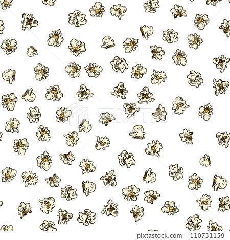 Pop corn and french fries hand drawn seamless pattern. Fast food sketch vector background. Food textile, fabrics and wallpaper seamless texture. Pop corn and french fries hand drawn seamless pattern. Fast food sketch vector background. Food textile, fabrics and wallpaper seamless texture. 110731159