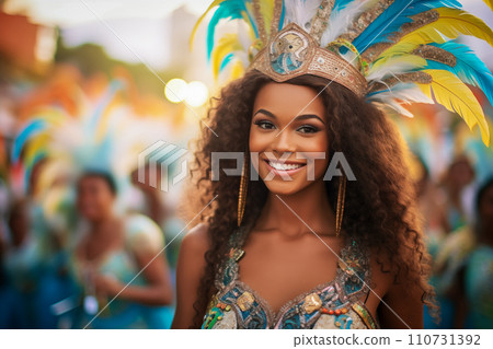Rio Carnival Dancer in Vibrant Costume 110731392