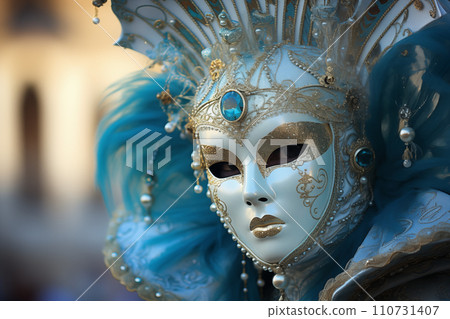 Elegant Venice Carnival Costume in Iconic Setting Elegant Venice Carnival Costume in Iconic Setting 110731407