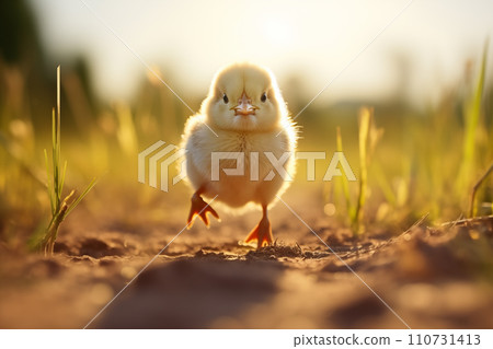 Yellow Little Chick outdoors 110731413