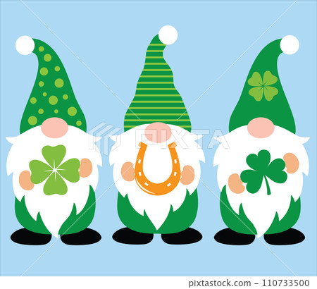 St Patricks Day Gnomes, Green Clover, So Lucky, Shamrock, Lucky Clover Vector Illustration File 110733500