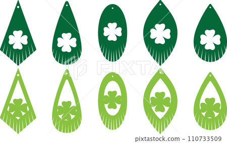 Shamrock Fringe Earrings, Green Clover, So Lucky, Shamrock, Lucky Clover Vector Illustration File Shamrock Fringe Earrings, Green Clover, So Lucky, Shamrock, Lucky Clover Vector Illustration File 110733509