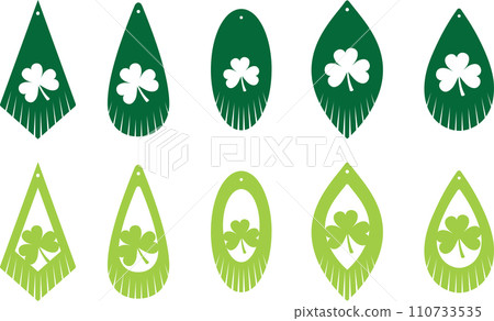 Clover Fringe Earrings, Green Clover, So Lucky, Shamrock, Lucky Clover Vector Illustration File 110733535
