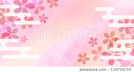 櫻花日本圖案水彩背景 110734234