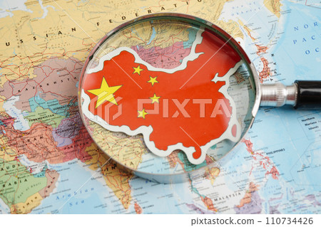 Bangkok, Thailand December 10, 2023 China map in world map paper. 110734426