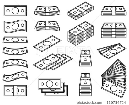 Vector illustration set of money, bills and wads 110734724