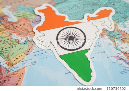 Bangkok, Thailand December 10, 2023 India map in world map paper. 110734802