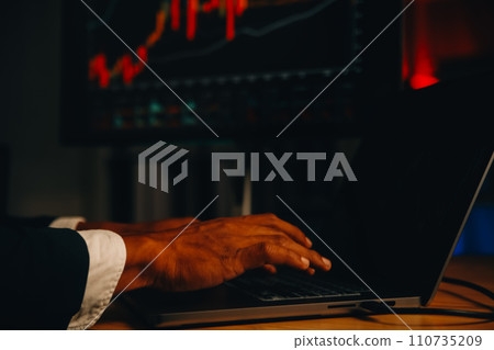 Thoughtful focused successful caucasian male stock investor, broker, financial adviser, sits at work desk, looks at computer, pensively analyze risks and prospects, rise or fall of cryptocurrency coin Thoughtful focused successful caucasian male stock investor, broker, financial adviser, sits at work desk, looks at computer, pensively analyze risks and prospects, rise or fall of cryptocurrency coin 110735209