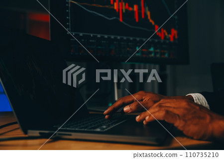 Thoughtful focused successful caucasian male stock investor, broker, financial adviser, sits at work desk, looks at computer, pensively analyze risks and prospects, rise or fall of cryptocurrency coin Thoughtful focused successful caucasian male stock investor, broker, financial adviser, sits at work desk, looks at computer, pensively analyze risks and prospects, rise or fall of cryptocurrency coin 110735210