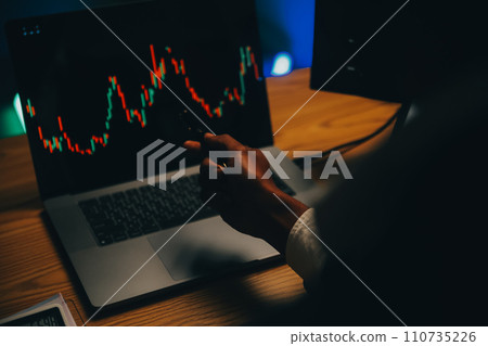 Thoughtful focused successful caucasian male stock investor, broker, financial adviser, sits at work desk, looks at computer, pensively analyze risks and prospects, rise or fall of cryptocurrency coin Thoughtful focused successful caucasian male stock investor, broker, financial adviser, sits at work desk, looks at computer, pensively analyze risks and prospects, rise or fall of cryptocurrency coin 110735226