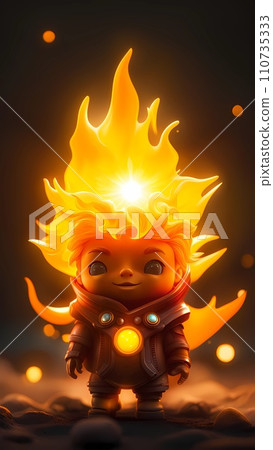 a monster in fire flames burning 3d cartoon character illustration a monster in fire flames burning 3d cartoon character illustration 110735333