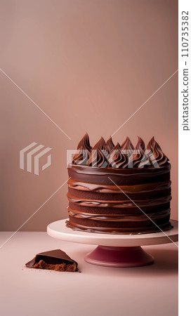 stack of chocolate cake with cream 110735382
