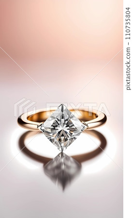 Jewellery engagement ring with diamond isolated 110735804