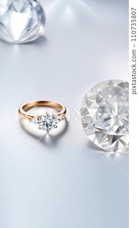 Jewellery engagement ring with diamond isolated Jewellery engagement ring with diamond isolated 110735807