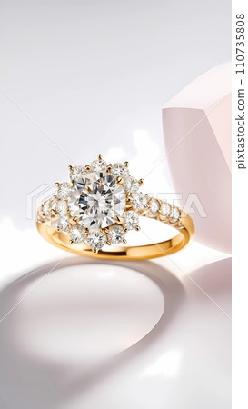 Jewellery engagement ring with diamond isolated Jewellery engagement ring with diamond isolated 110735808