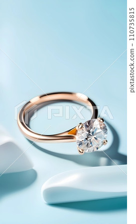Jewellery engagement ring with diamond isolated 110735815