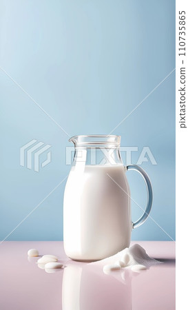 jug and glass of milk on the table 110735865