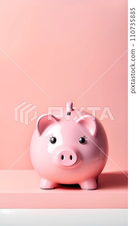 3d rendering of a pink piggy bank on a pink background with a pink wall 110735885