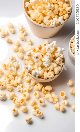 Popcorn with copy space banner poster background Popcorn with copy space banner poster background 110735920