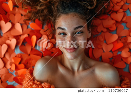 AI-generated content. Woman and her hearts of love Pragma 110736027