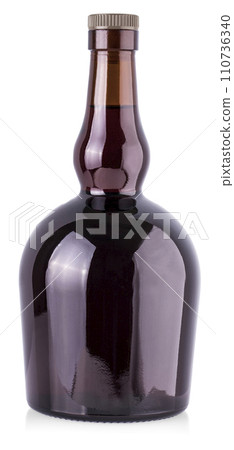 Red wine bottle isolated on white background. Red wine bottle isolated on white background. 110736340
