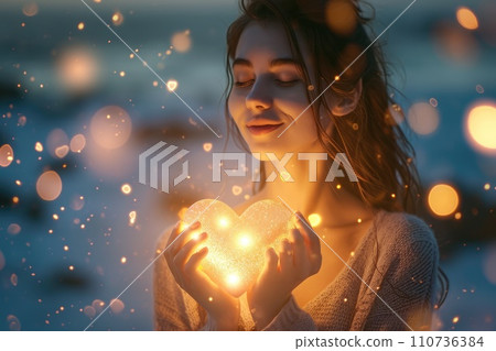 AI-generated content. Woman and her hearts of love Pragma 110736384