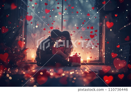 AI-generated content. romantic couple giving valentines day gift of pragma love 110736446