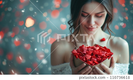 AI-generated content. Woman and her hearts of love Pragma 110736618