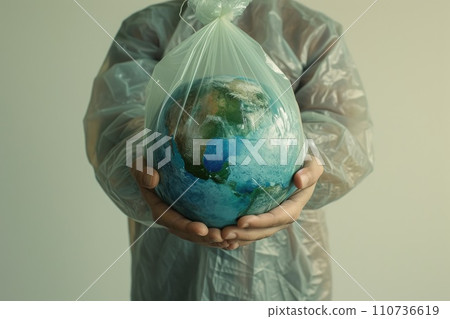 AI-generated content. A man with the earth in a plastic bag in his hands. comeliness AI-generated content. A man with the earth in a plastic bag in his hands. comeliness 110736619