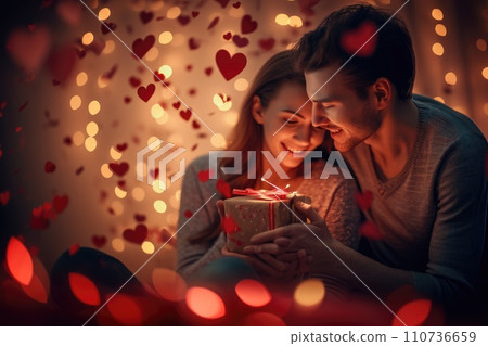 AI-generated content. romantic couple giving valentines day gift of pragma love 110736659