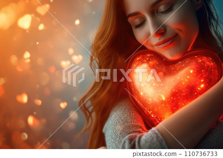 AI-generated content. Woman and her hearts of love Pragma 110736733