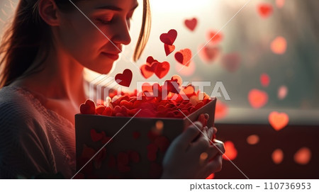AI-generated content. Woman and her hearts of love Pragma 110736953