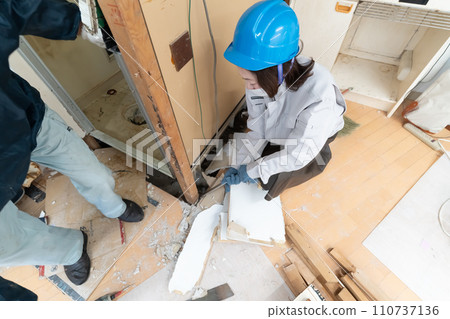 Housing renovation demolition construction site 110737136