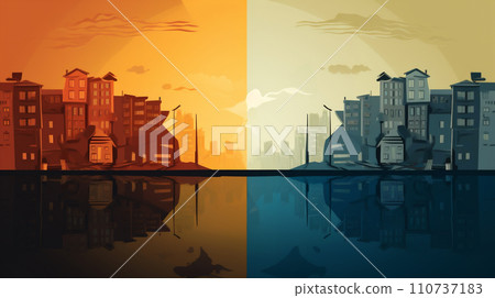 Divided society, polarization, AI generated image 110737183