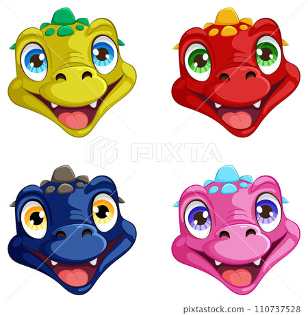 Colorful Cartoon Dragon Faces Collection Colorful Cartoon Dragon Faces Collection 110737528