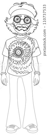 Groovy Hippie Character Illustration 110737533