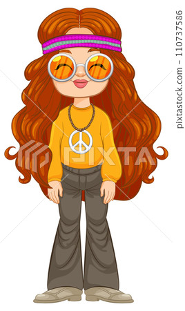 Groovy Seventies Fashion Girl Illustration 110737586