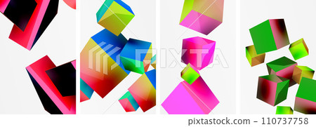 Composition of 3d cubes and other geometric elements background design for wallpaper, business card, cover, poster, banner, brochure, header, website Composition of 3d cubes and other geometric elements background design for wallpaper, business card, cover, poster, banner, brochure, header, website 110737758