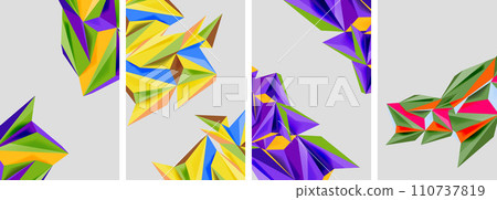 Set of mosaic triangle pattern abstract posters. Vector illustration For Wallpaper, Banner, Background, Card, Book Illustration, landing page 110737819