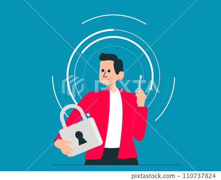 The personal data protection. Lock with password vector concept The personal data protection. Lock with password vector concept 110737824