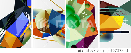 Geometric elements in abstract poster composition set. Vector illustration For Wallpaper, Banner, Background, Card, Book Illustration, landing page Geometric elements in abstract poster composition set. Vector illustration For Wallpaper, Banner, Background, Card, Book Illustration, landing page 110737833