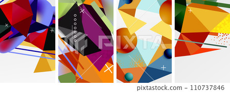 Geometric elements in abstract poster composition set. Vector illustration For Wallpaper, Banner, Background, Card, Book Illustration, landing page Geometric elements in abstract poster composition set. Vector illustration For Wallpaper, Banner, Background, Card, Book Illustration, landing page 110737846