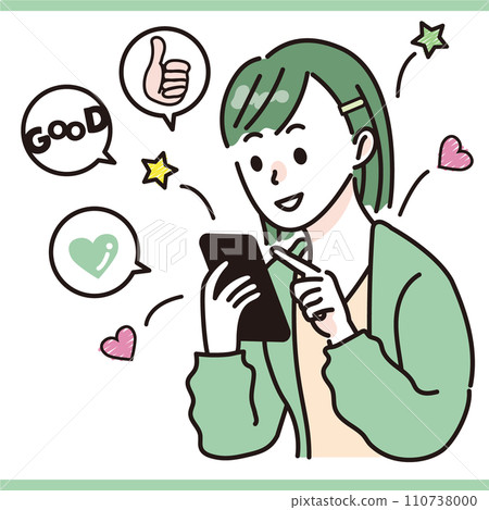 Woman enjoying SNS on smartphone 02 110738000