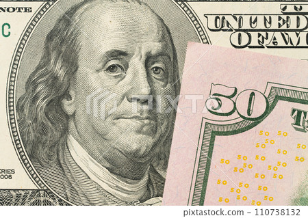 portrait of Benjamin Franklin on the one hundred dollar bill portrait of Benjamin Franklin on the one hundred dollar bill 110738132
