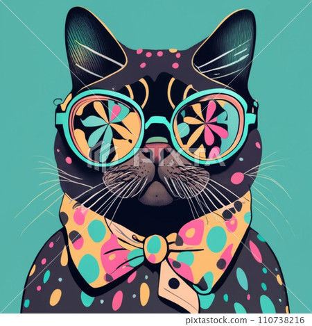 Cute black cat illustration 005 110738216