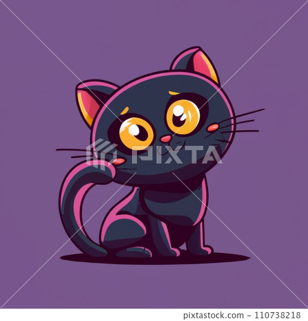 Cute black cat illustration 007 Cute black cat illustration 007 110738218