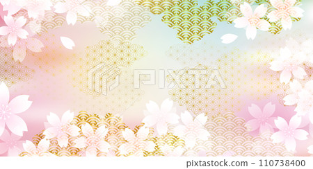 櫻花日本圖案水彩背景 110738400